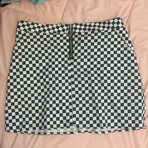 orange kiss checkered mini skirt
